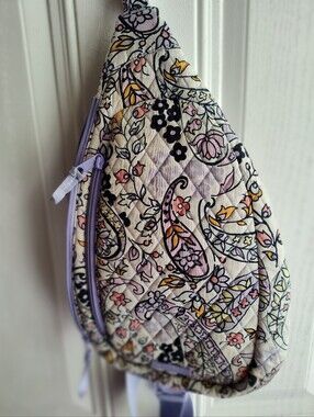 Vera Bradley Maddelena Soft Paisley Crossbody in Lavender, Cream and Pink.